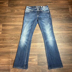 MissMe Blue Jeans Studded Dark Wash Thick Stitch Size Women’s 29x34
